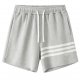 Men's Grey Textured Shorts with Side White Stripes