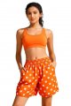 Orange Polka Dot High-Waisted Shorts with Sports Bra