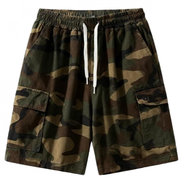 Men's Camouflage Cargo Shorts with Elastic Waistband