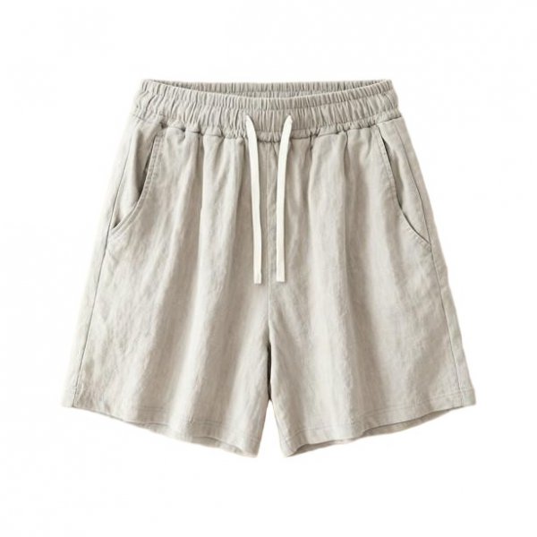 Men's Beige Linen Casual Shorts