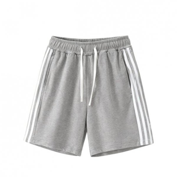 Men's Grey Athletic Shorts with Side White Stripes